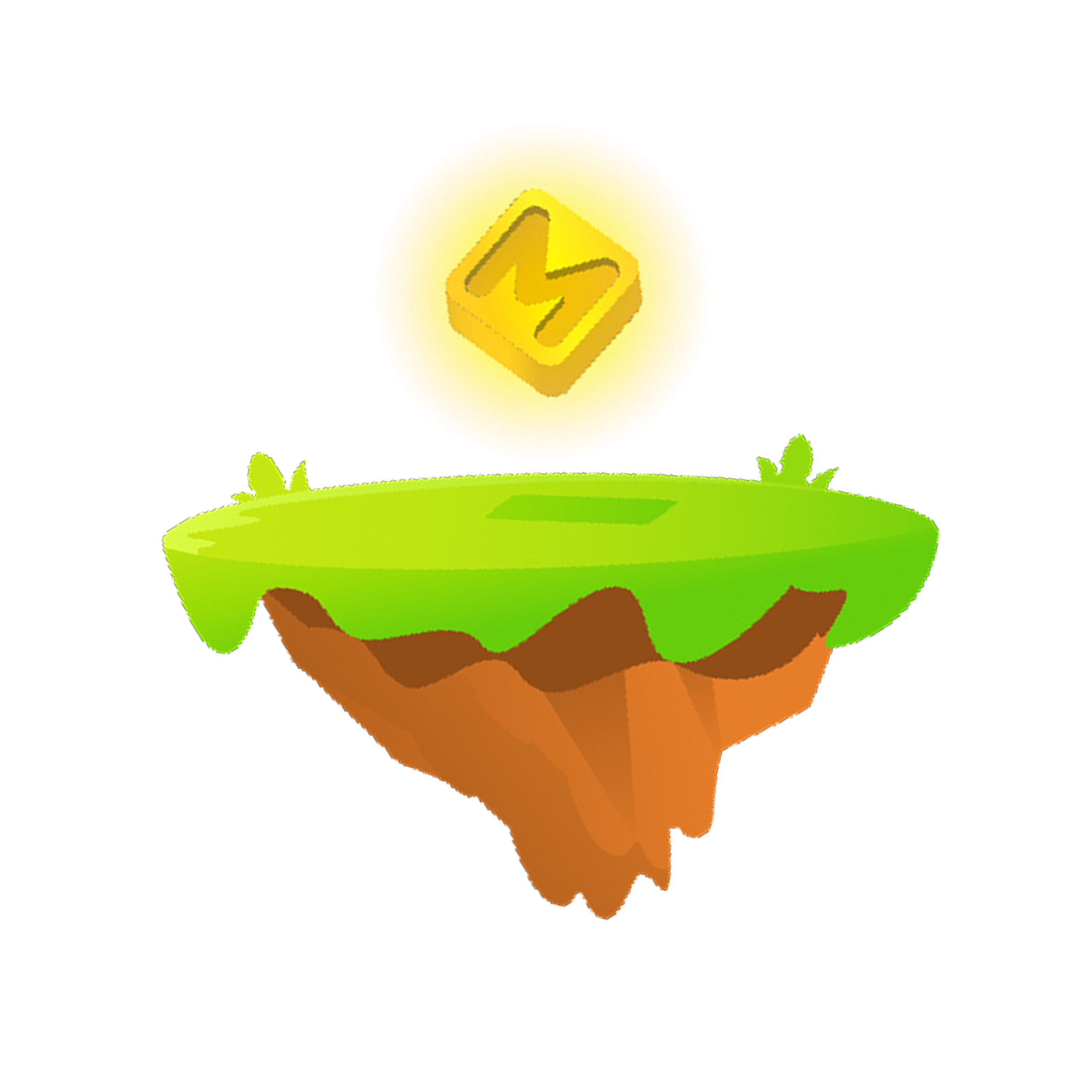 Mathletics island is floating with a gold reward coin on top.