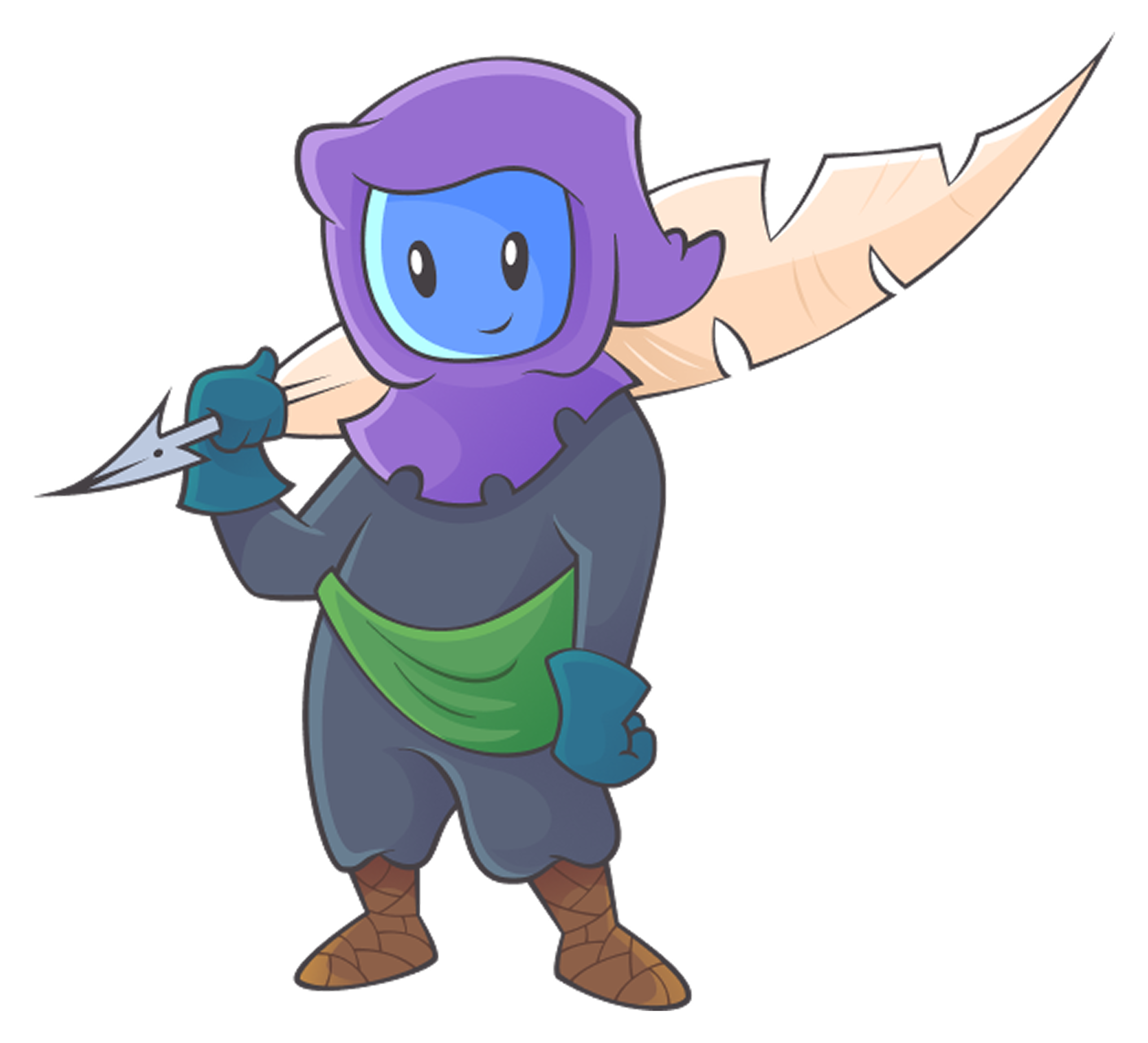 Writing Legends character is standing there holding a feather pen!