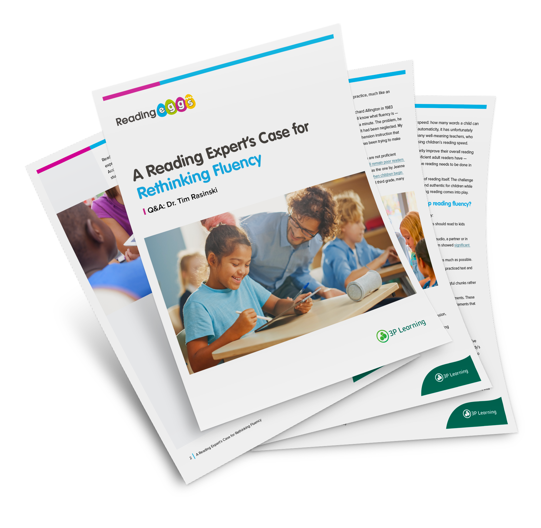 Rethinking Reading Fluency: A Must-Read for K–12 Educators, a male teacher guides a girl in a classroom setting.